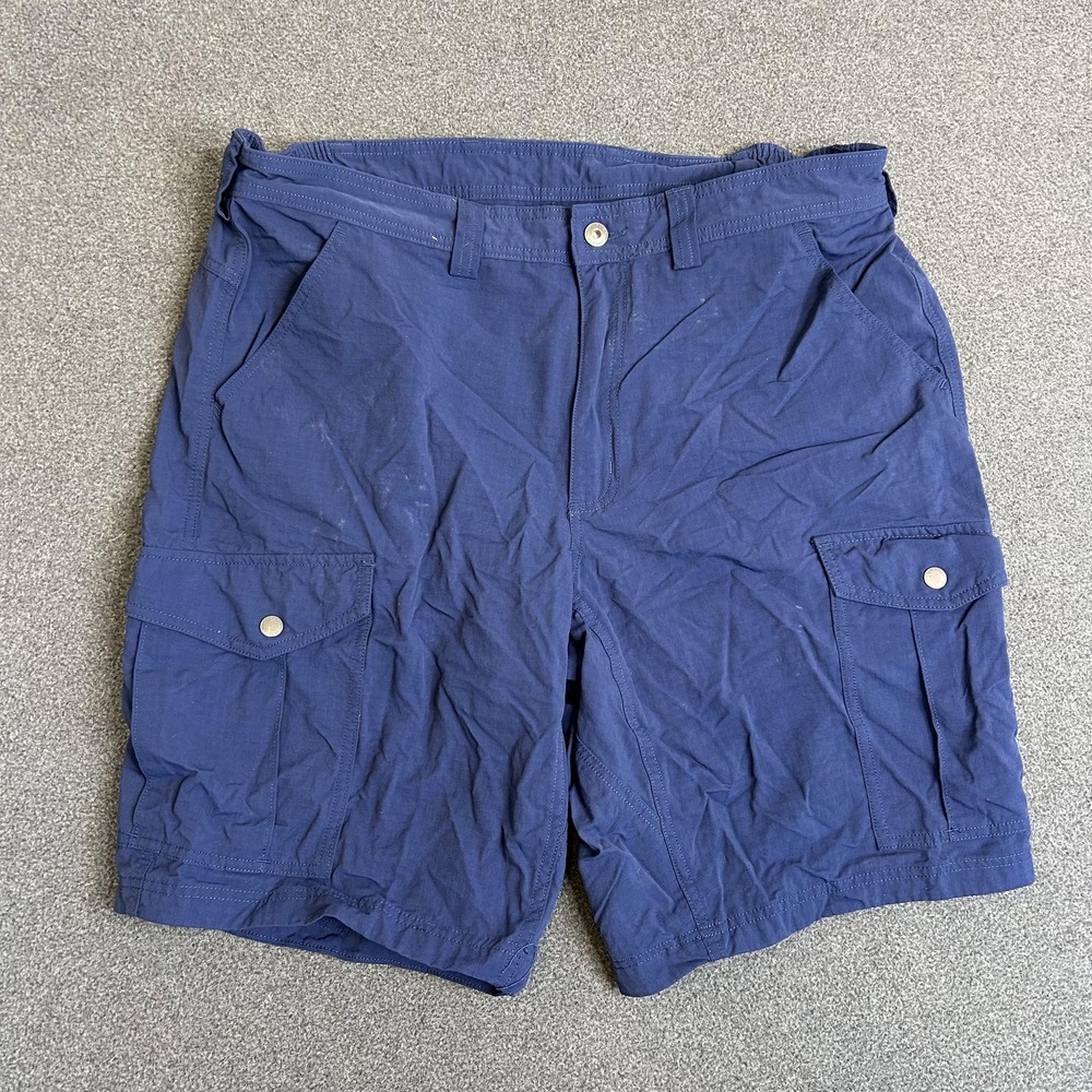 Duluth Trading Co Cargo Shorts Mens 38 Blue Nylon Relaxed Fit Elastic Waist